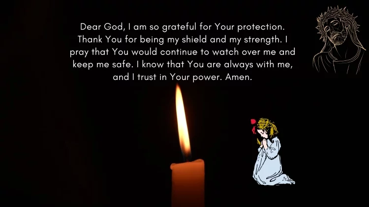 Dear God, Thank you for this wonderful day. Thank you for all the blessings we have received. As we lay down to sleep, we pray that you will watch over us and keep us safe through the night. We ask that you would give us sweet dreams and restful sleep. Amen.