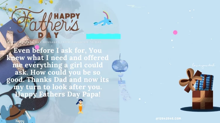 Even before I ask for, You knew what I need and offered me everything a girl could ask. How could you be so good. Thanks Dad and now its my turn to look after you. Happy Fathers Day Papa!