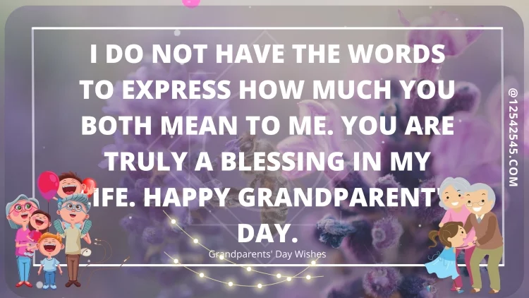 I do not have the words to express how much you both mean to me. You are truly a blessing in my life. Happy grandparent's day.