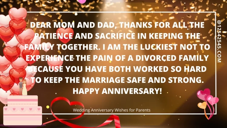 Dear mom and dad, thanks for all the patience and sacrifice in keeping the family together. I am the luckiest not to experience the pain of a divorced family because you have both worked so hard to keep the marriage safe and strong. Happy anniversary!