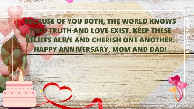 Because of you both, the world knows that truth and love exist. Keep these beliefs alive and cherish one another. Happy anniversary, mom and dad!