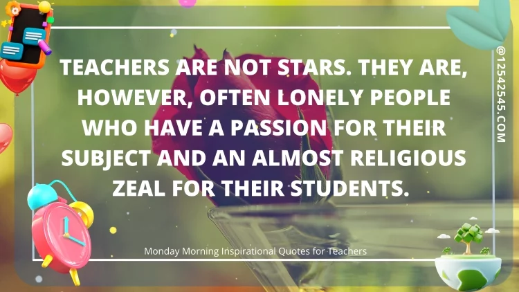 Teachers are not stars. They are, however, often lonely people who have a passion for their subject and an almost religious zeal for their students.