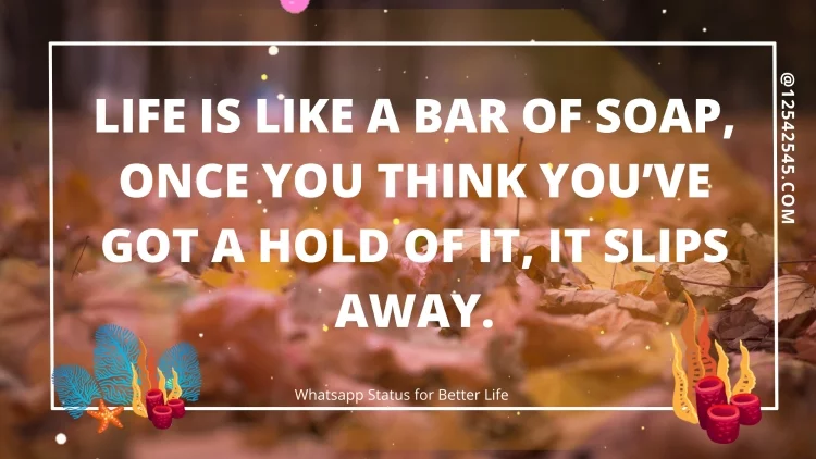 Life is like a bar of soap, once you think you've got a hold of it, it slips away.
