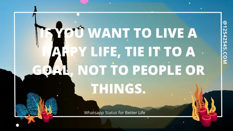 If you want to live a happy life, tie it to a goal, not to people or things.