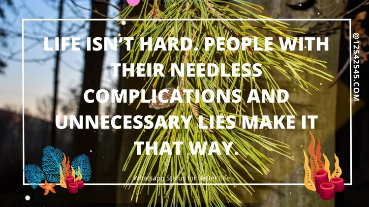 Life isn't hard. People with their needless complications and unnecessary lies make it that way.
