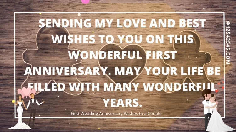 Sending my love and best wishes to you on this wonderful first anniversary. May your life be filled with many wonderful years.