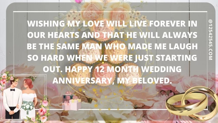 Wishing my love will live forever in our hearts and that he will always be the same man who made me laugh so hard when we were just starting out. Happy 12 month wedding anniversary, my beloved.