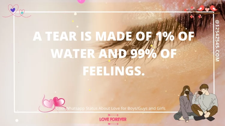 A tear is made of 1% of water and 99% of feelings.