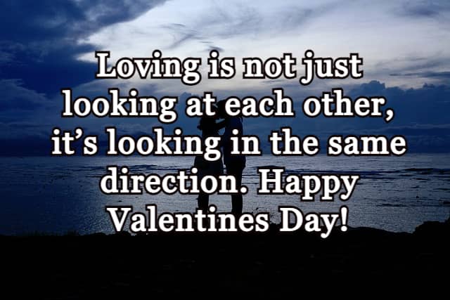Loving is not just looking at each other, it's looking in the same direction. Happy Valentines Day!