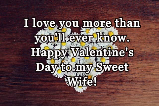 I Love You more than you'll ever know. Happy Valentines Day to my Sweet Wife!
