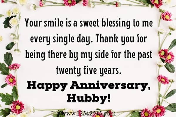 Happy 25th Wedding Anniversary Wishes to Husband