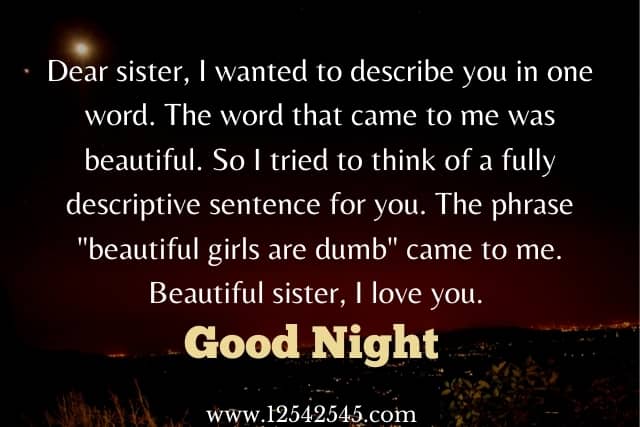 Good Night Messages For Sister 